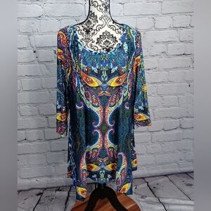 White Mark women's long sleeve stretch knit top asymmetrical hem size 1xl b8